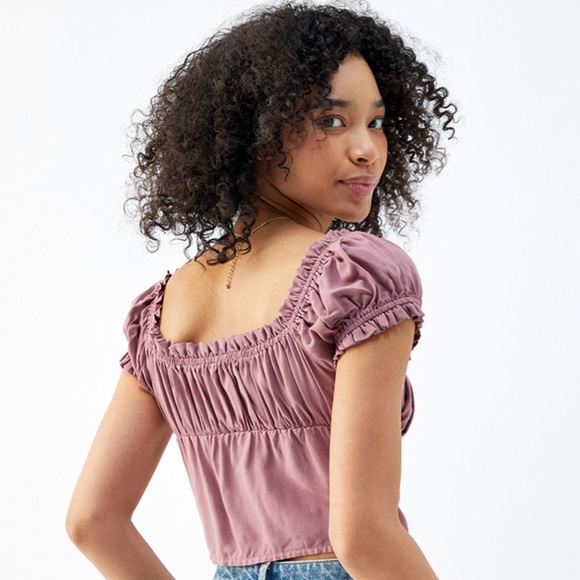 dusty rose kendall & kylie tie front bustier top - Picture 2 of 5